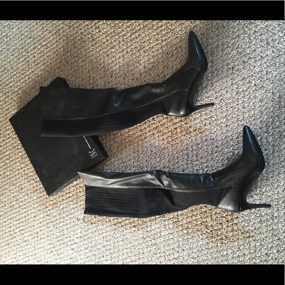 Black leather over the knee boots